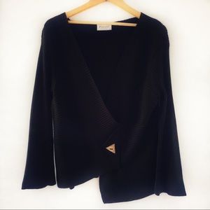 Putorti Asymmetrical V-neck Black Sweater XL